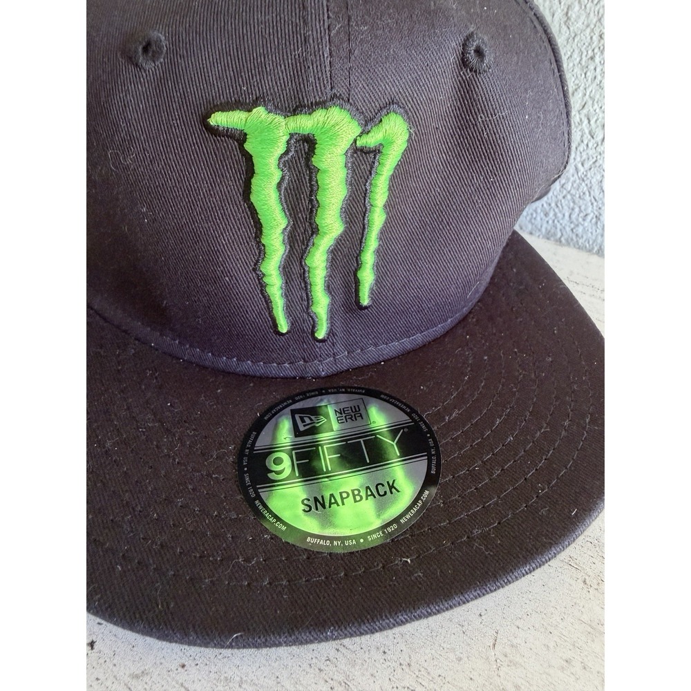 Monster Energy Hat Men Black Embroidered 9Fifty New Era Snap Back Cap Cotton - Picture 2 of 9